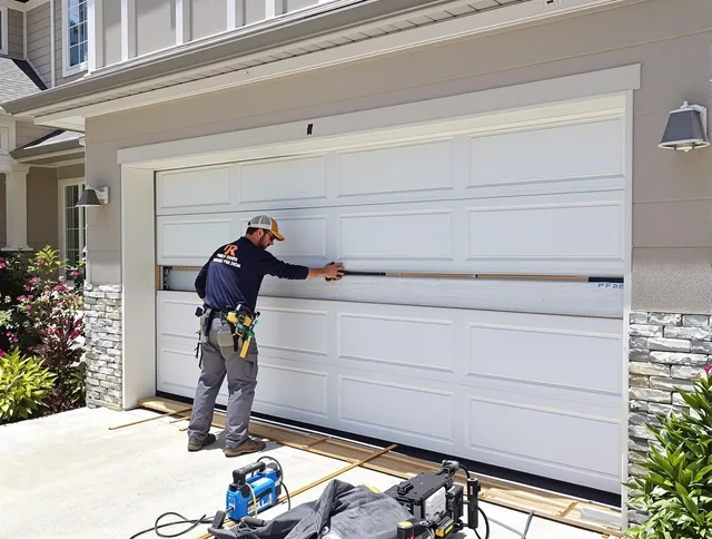 El Monte Garage Door Repair team performing complete garage door replacement at El Monte residence