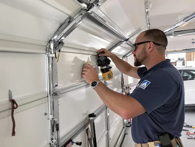 El Monte Garage Door Repair technician quieting a noisy garage door in El Monte