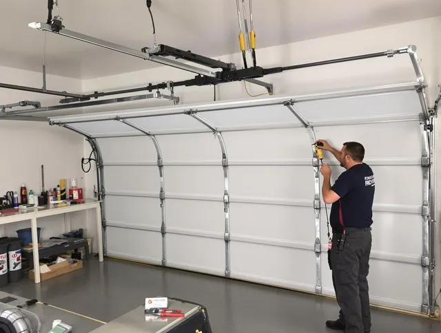 El Monte Garage Door Repair certified technician performing overhead door system repair in El Monte